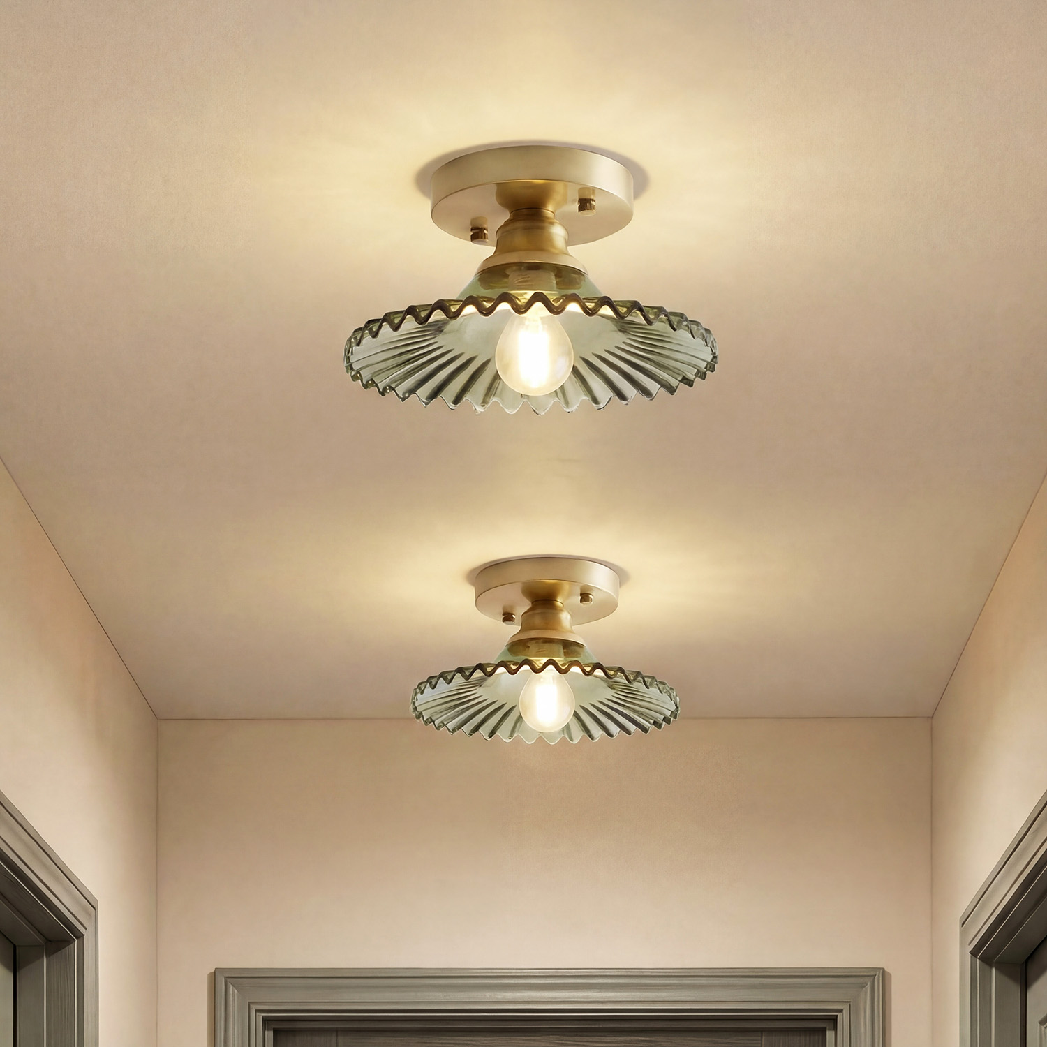 Vintage Glass Ceiling Light | Flower Semi Flush Ceiling Light